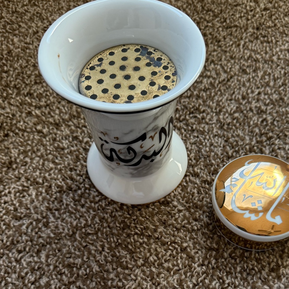 White and Gold Decorative Incense Burner